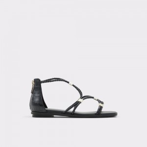 Black Aldo Oceriwenflex Strappy flat sandal | 043968-ZCJ