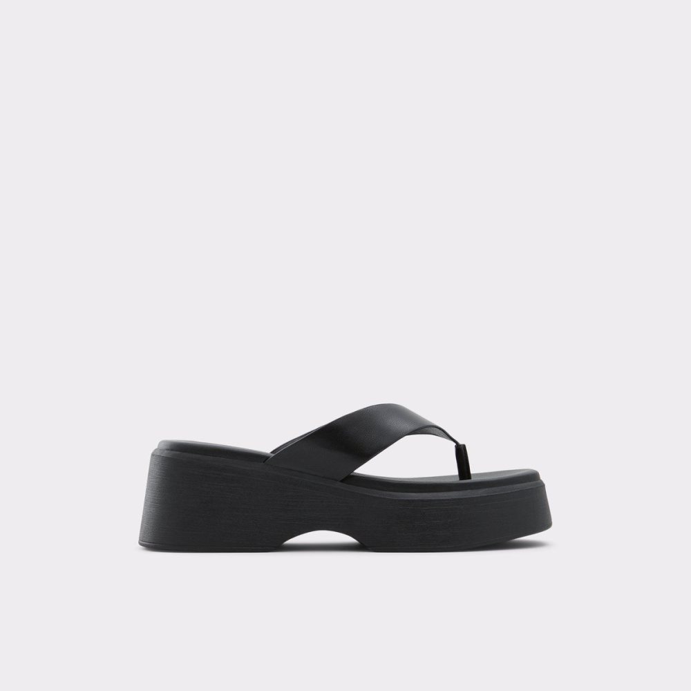 Black Aldo Delphy Thong wedge sandal - Flatform | 543608-QGF