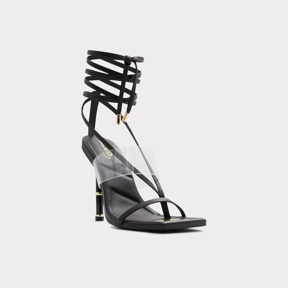 Black Aldo Elektra Strappy heeled sandal | 297586-JIP