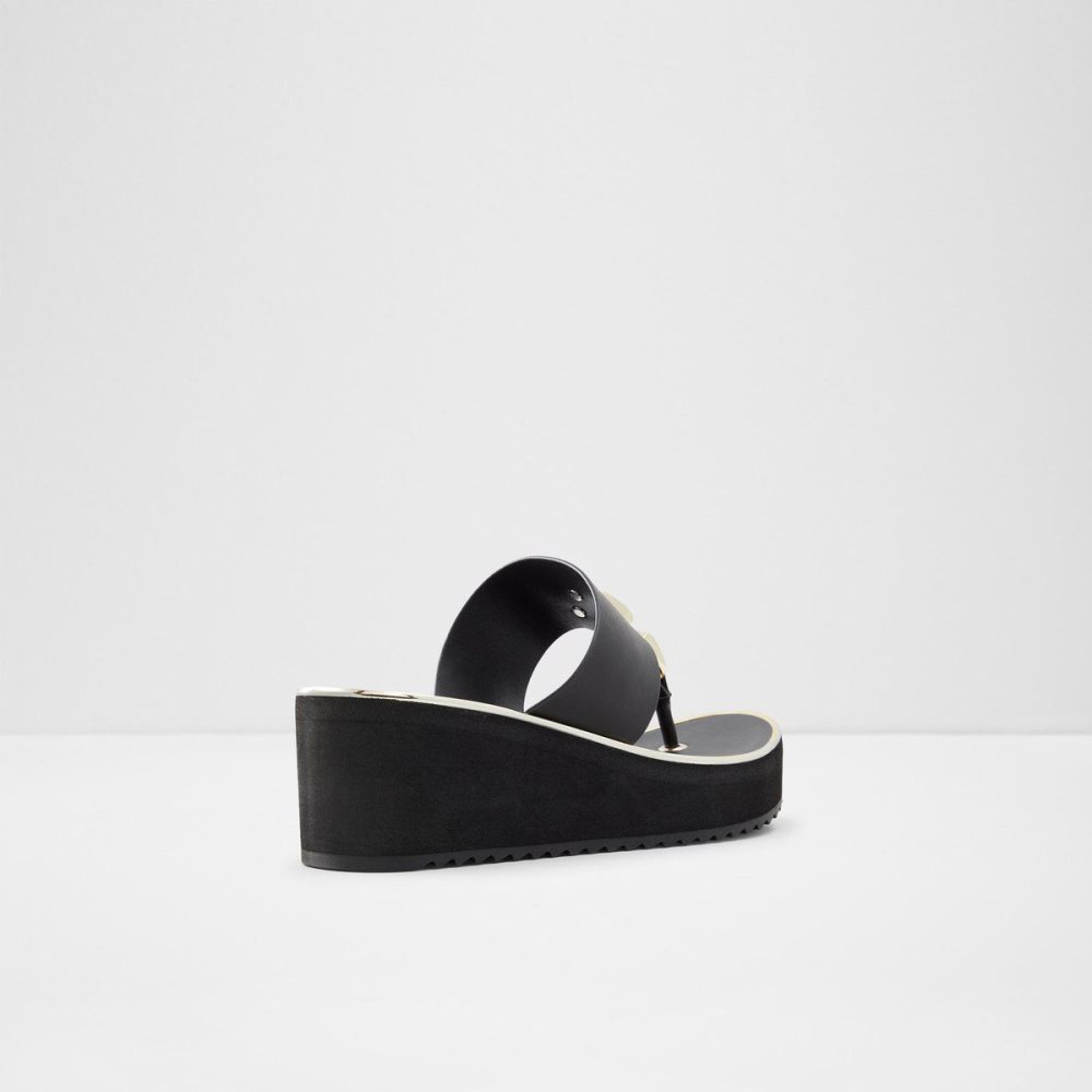 Black Aldo Toea Thong sandal - Wedge heel | 184735-ZJB