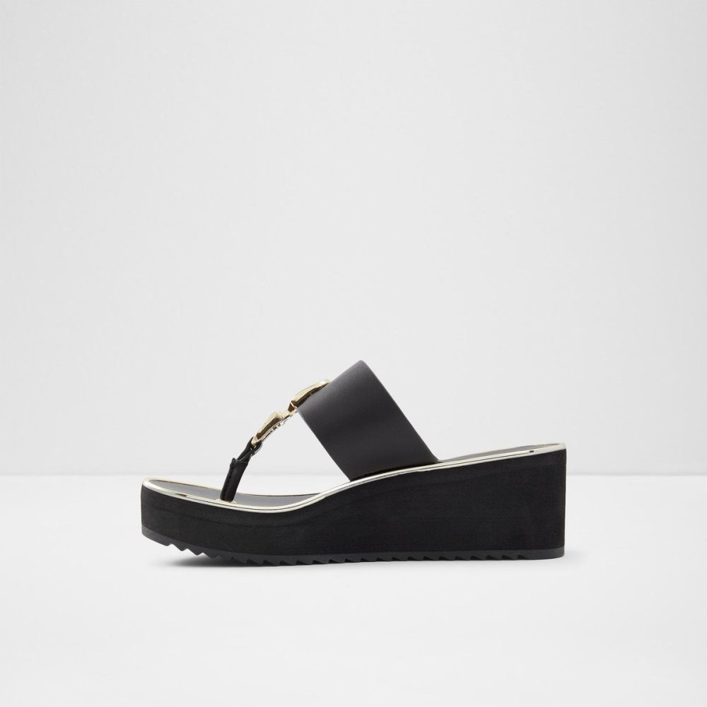 Black Aldo Toea Thong sandal - Wedge heel | 184735-ZJB