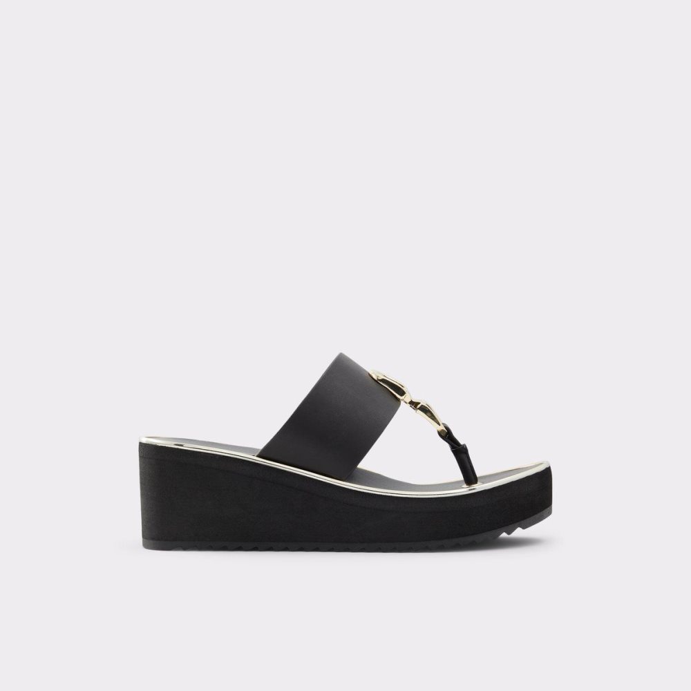 Black Aldo Toea Thong sandal - Wedge heel | 184735-ZJB