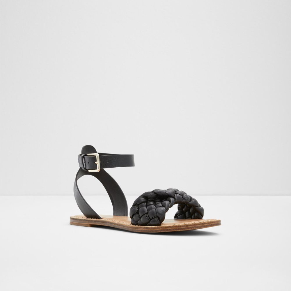 Black Aldo Tressa Sling back flat sandal | 390712-CLW