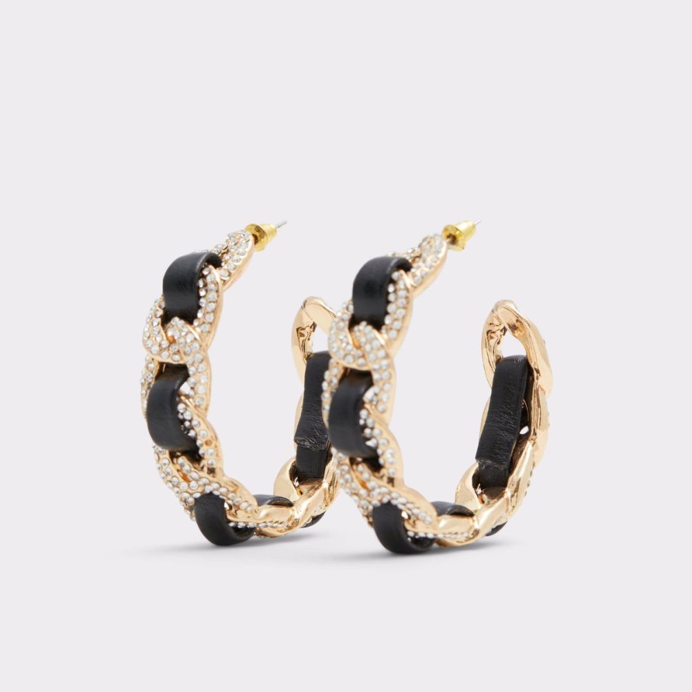 Black / Gold Aldo Blacklink Hoop earrings | 894567-IBX