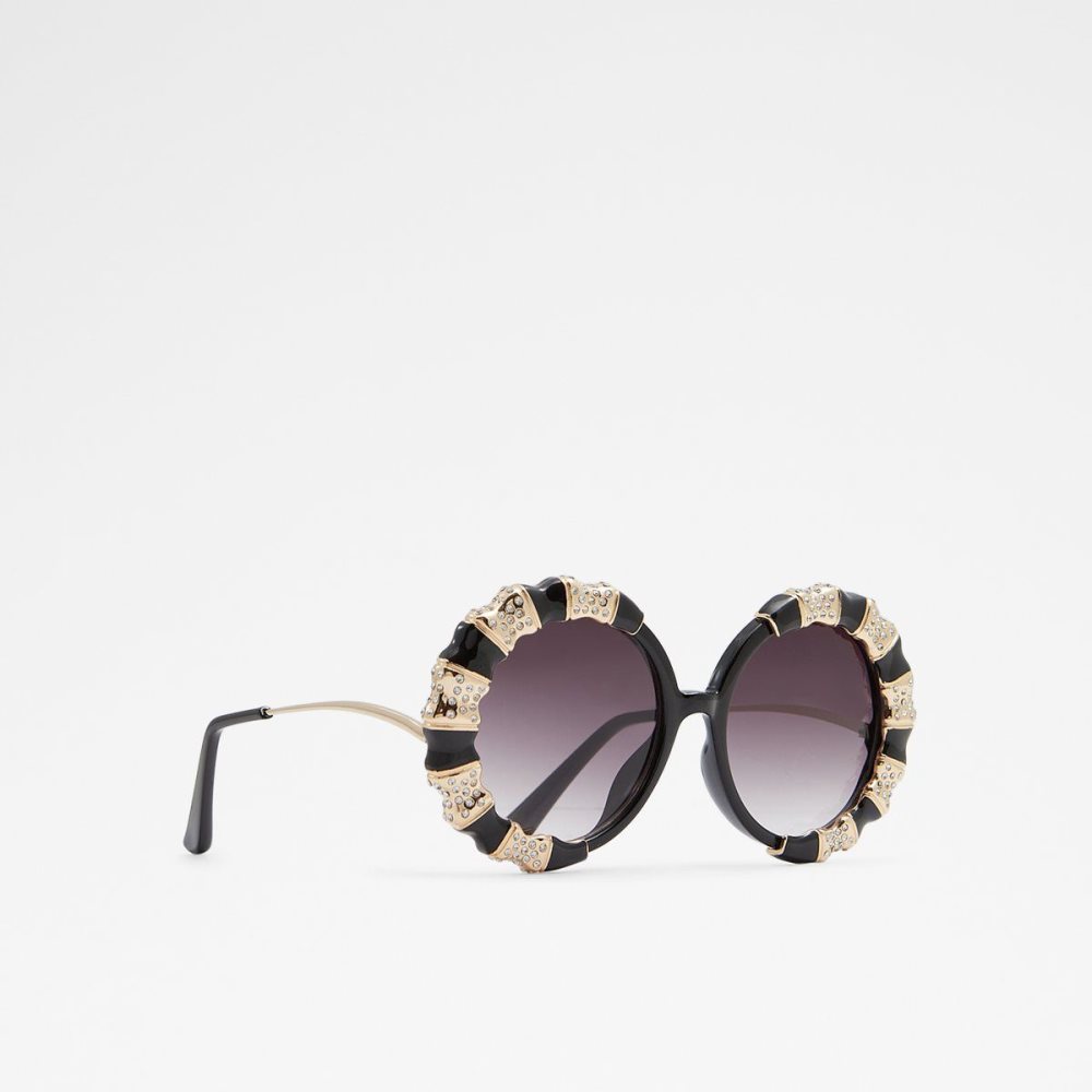 Black / Gold Aldo Zeamas Round sunglasses | 968047-DXU