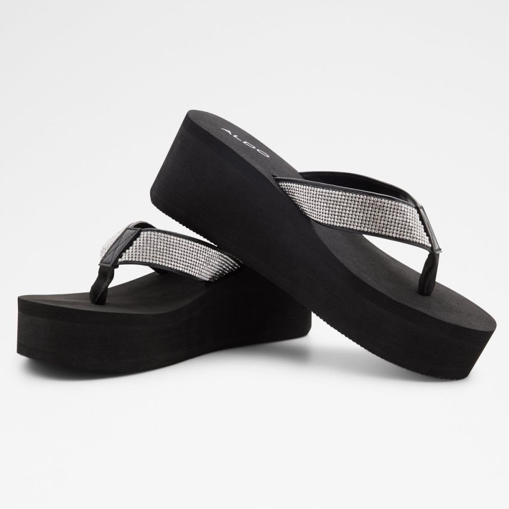 Black / Silver Aldo Chima Flip flops | 160398-CPU