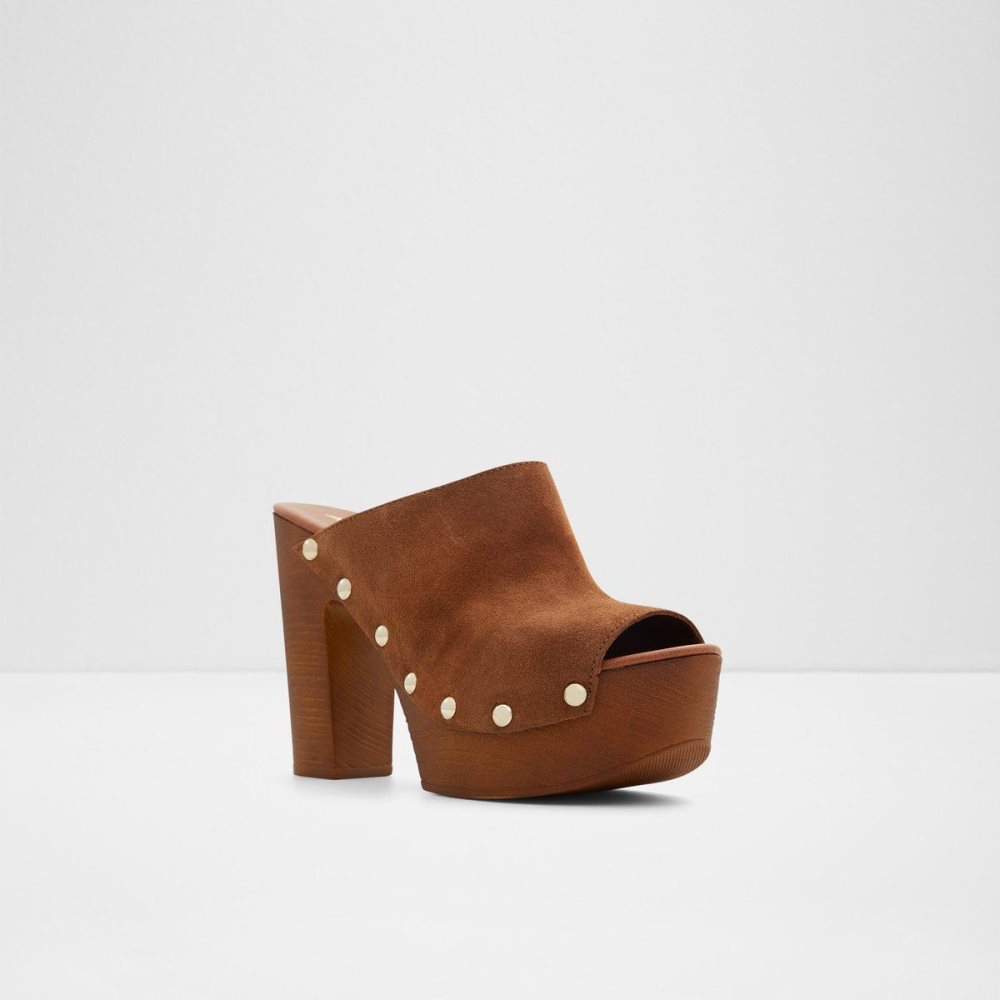 Brown Aldo Drenania Heeled Mule - Platform | 386719-OJG