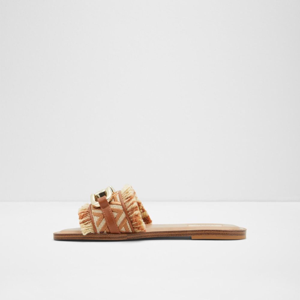 Brown Aldo Fringie Slide sandal | 851069-KSP