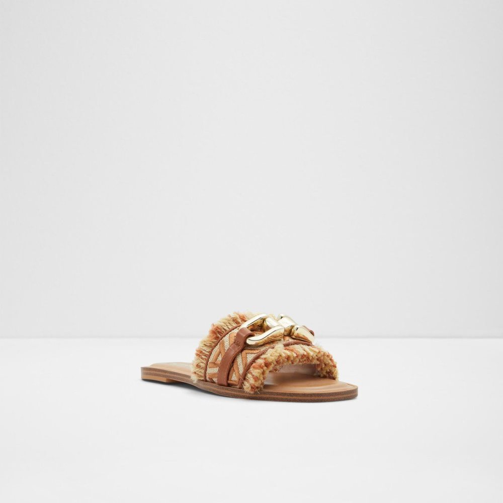 Brown Aldo Fringie Slide sandal | 851069-KSP