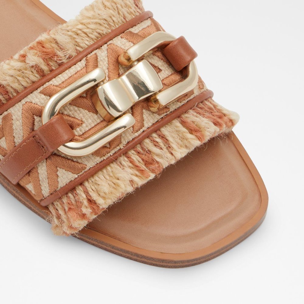 Brown Aldo Fringie Slide sandal | 851069-KSP