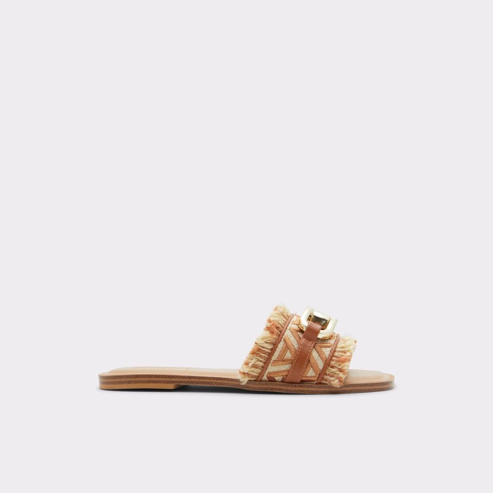 Brown Aldo Fringie Slide sandal | 851069-KSP