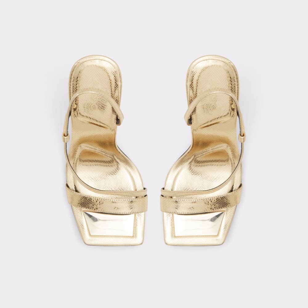 Gold Aldo Vermeil Sling back heeled sandal | 927183-ONG