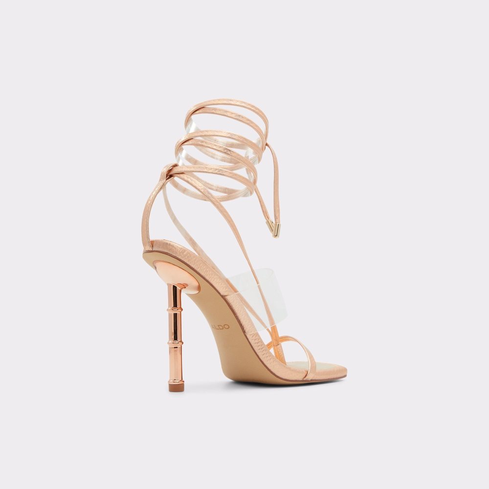 Rose Gold Aldo Elektra Strappy heeled sandal | 150982-CLA