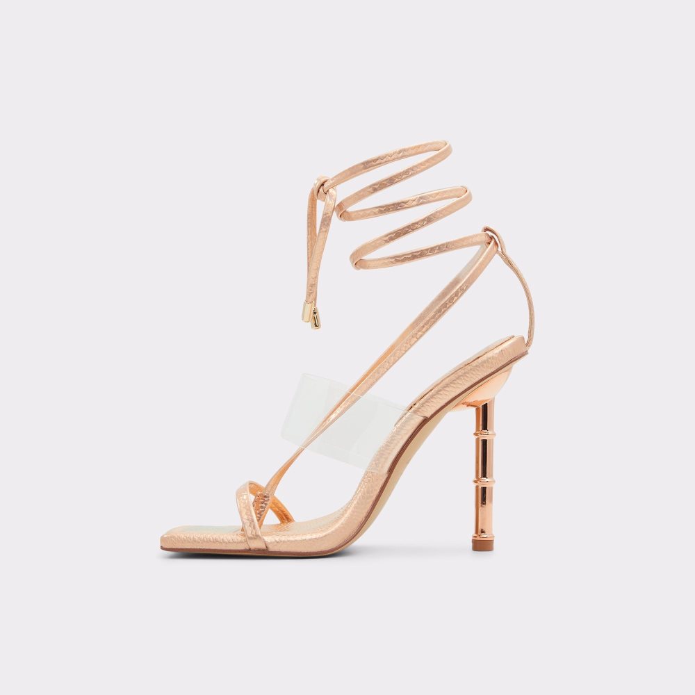 Rose Gold Aldo Elektra Strappy heeled sandal | 150982-CLA