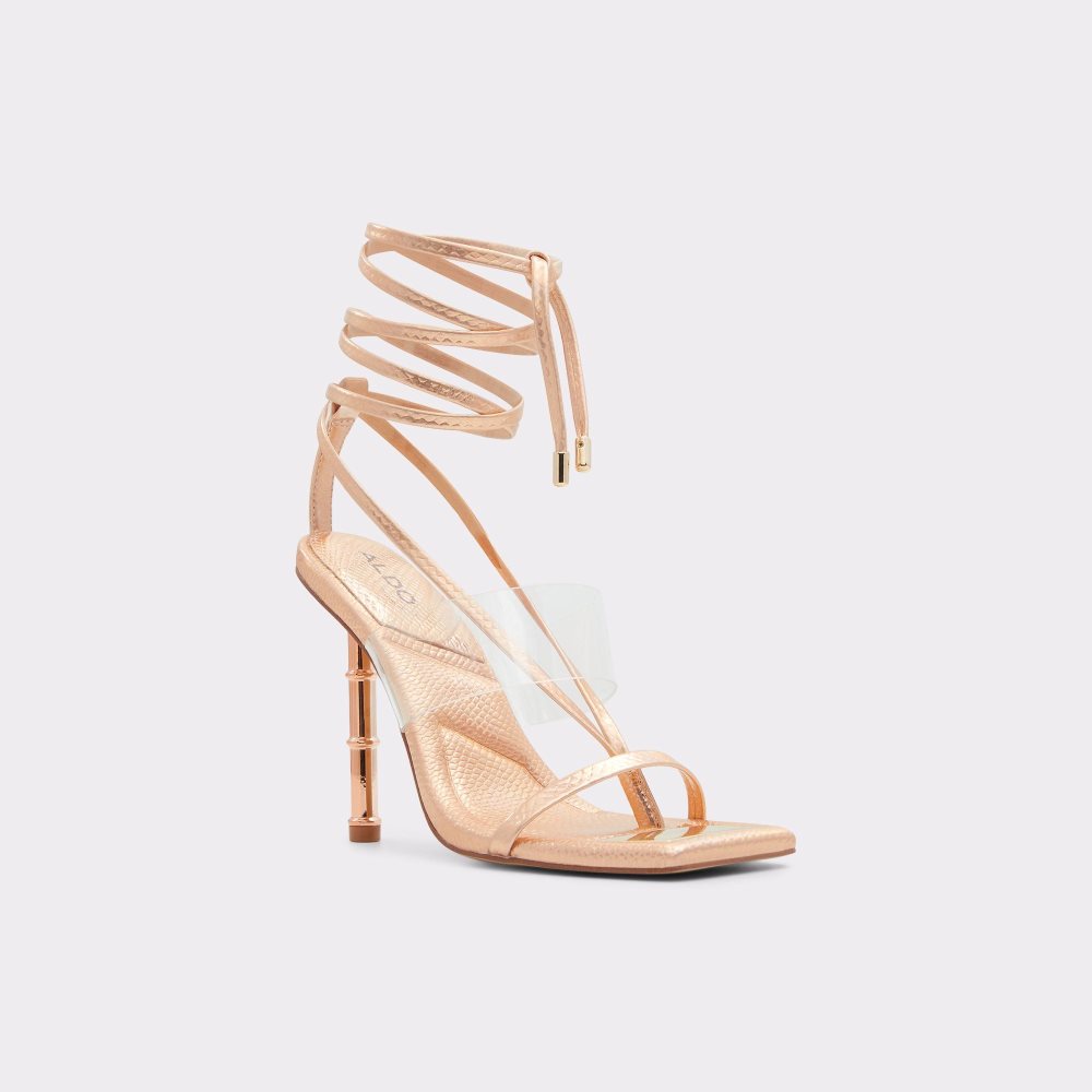 Rose Gold Aldo Elektra Strappy heeled sandal | 150982-CLA