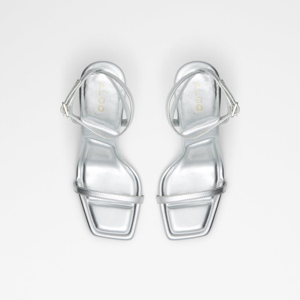 Silver Aldo Vivanti Ankle strap heeled sandal | 527934-RDW