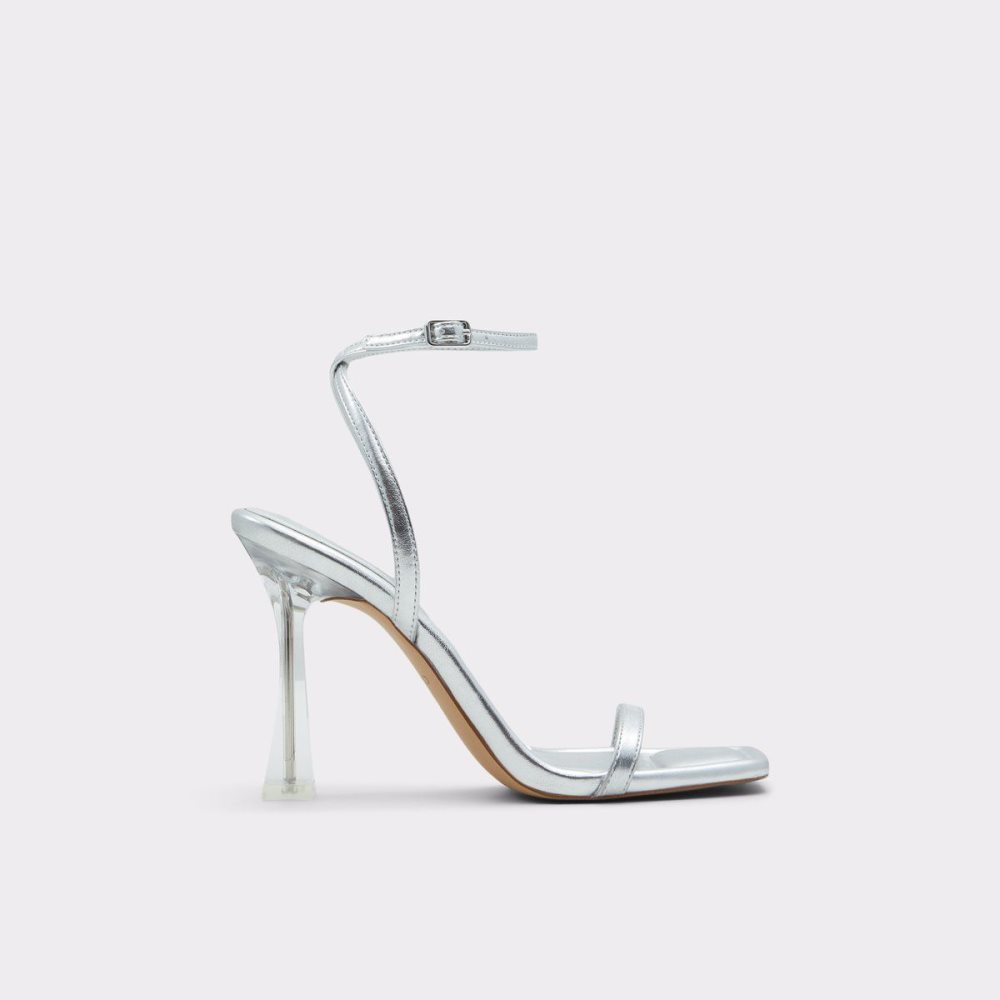 Silver Aldo Vivanti Ankle strap heeled sandal | 527934-RDW