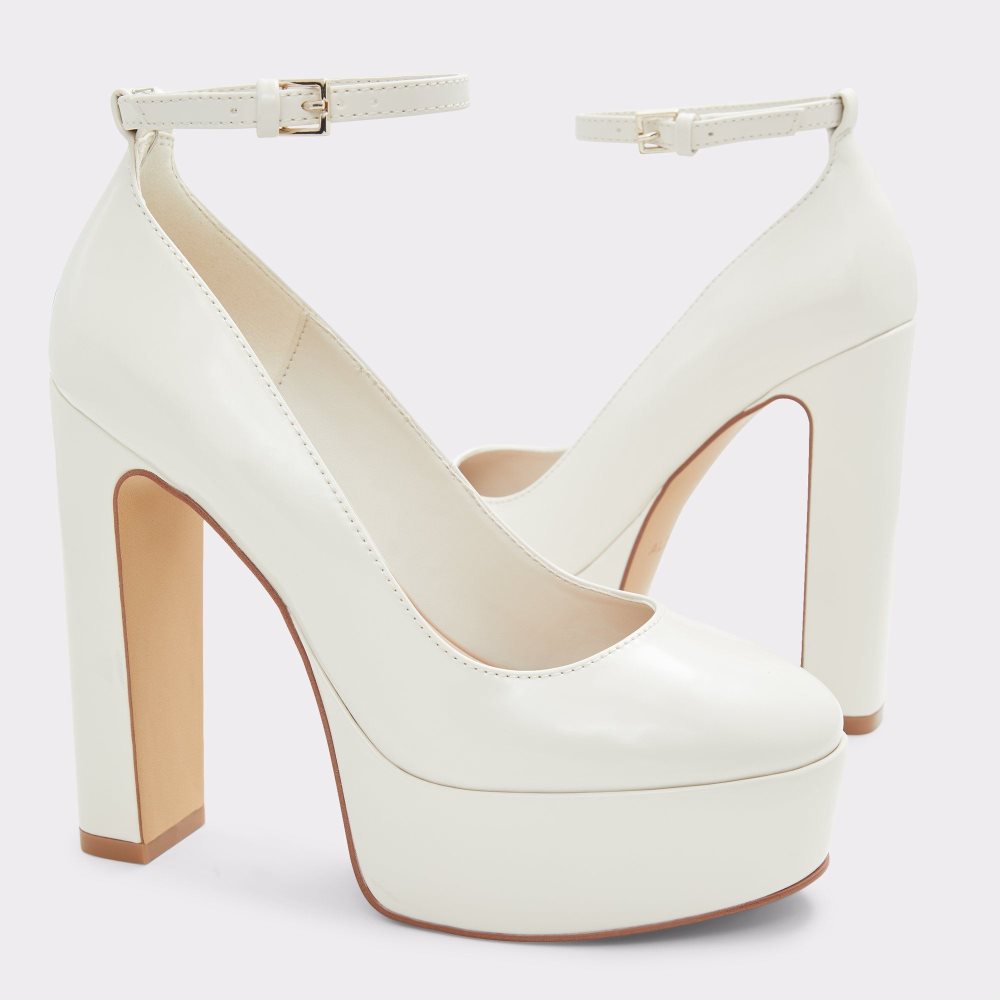 White Aldo Fonda Ankle strap heeled shoe - Flatform | 259684-CWO